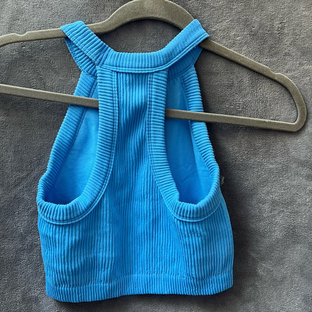 Blue Ribbed Crop Top - Picture 2 of 3